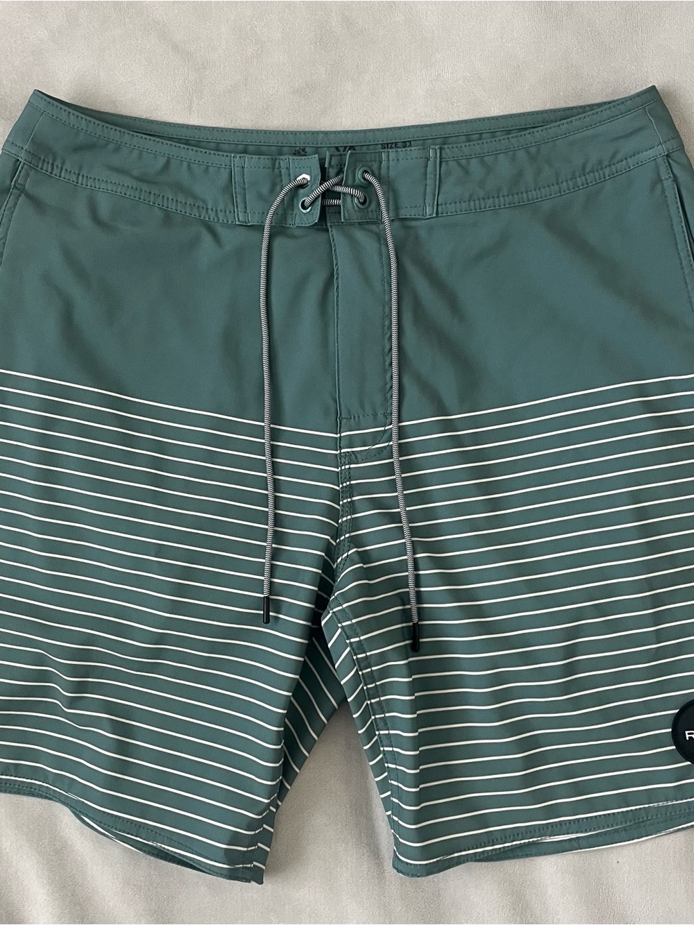 RVCA Teal Striped Drawstring Board Shorts